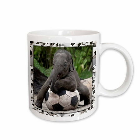 

3dRose Elephant Soccer Ceramic Mug 11-ounce