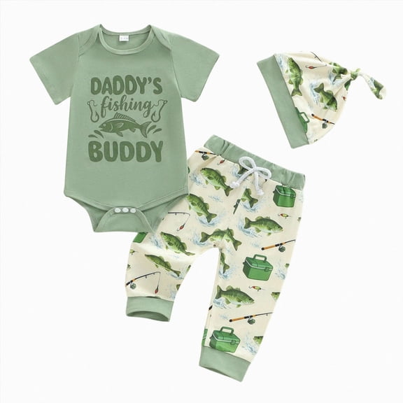 CAUYDY Baby Boy Bodysuit Set Preemie Boys Short Sleeve Romper Infant Fall Winter Clothes Newborn Outfit 3 6 9 Months 1T 2T Sizes 0-3 Months,Green
