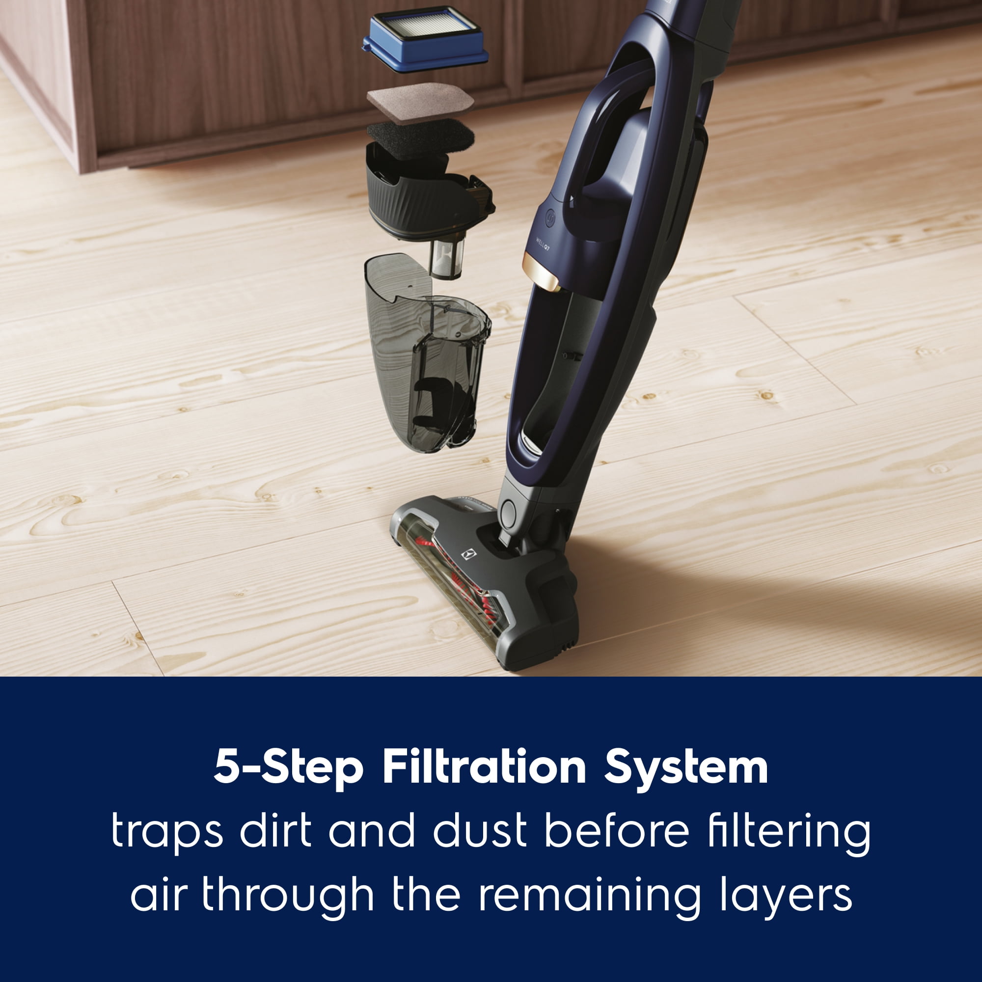 Electrolux WellQ7 Pet Cordless 2-in-1 Vacuum Cleaner, Indigo Blue