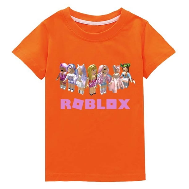 Roblox Camiseta de manga corta de algodón fino para niños y niñas, ropa de moda bidimensional, periférico de animación del juego