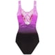 thumbnail image 2 of Traje de baño de una pieza con espalda cruzada y degradado rojo/azul/violeta para mujer, 2 of 5