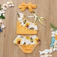 thumbnail image 2 of Girls Swimsuit Flower Print Bikini Toddler Girls 2 Piece Swimsuit with Bowknot and Headband Ruffled Flower Bathing Suit Summer Beach Outfits, 2 of 7