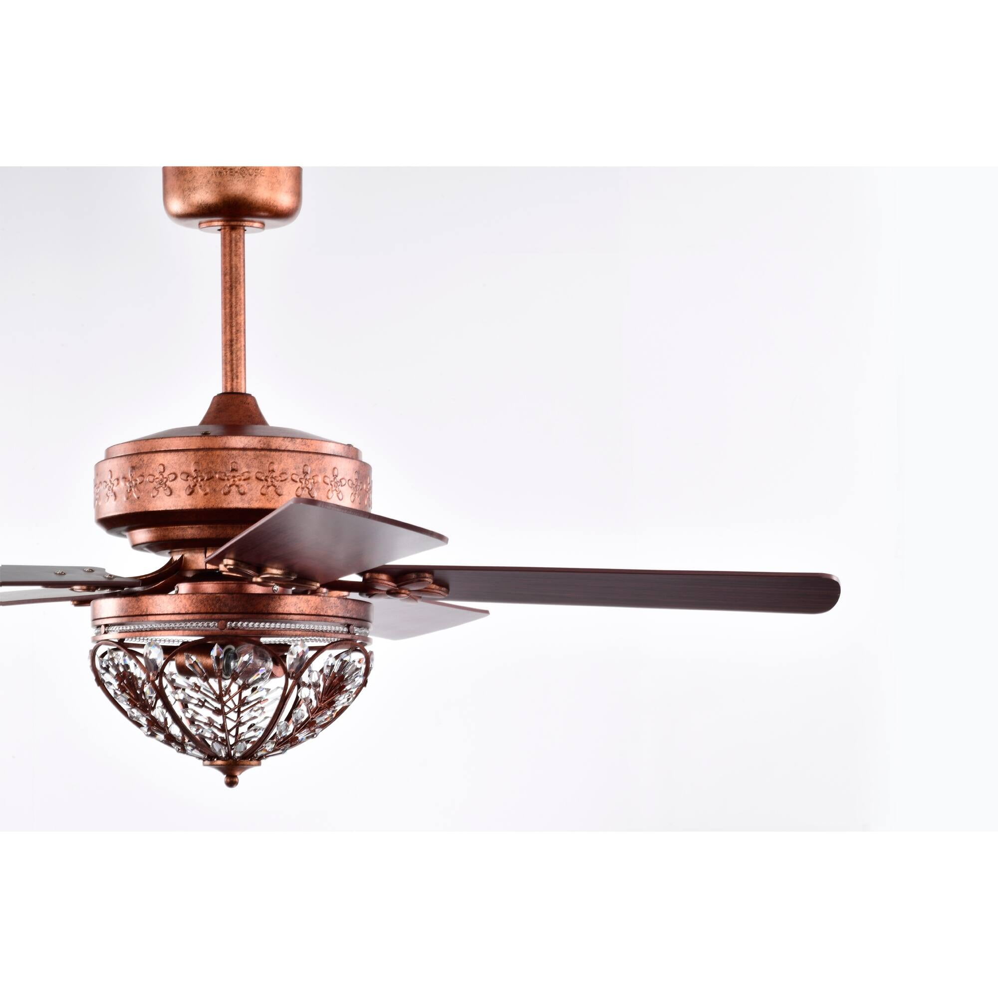Warehouse of Tiffany AW01W01AC Jacira 52 in. 2-Light Indoor Antique Copper Finish Ceiling Fan Chandelier with Light Kit