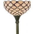 thumbnail image 4 of Tiffany Style Floor Lamp Torchiere Up Lighting W12H66 Inch Amber Stained Glass Crystal Bead Lampshade Antique Standing Iron Base 1E26 Foot Switch S005 Living Room Home Office Decoration, 4 of 7
