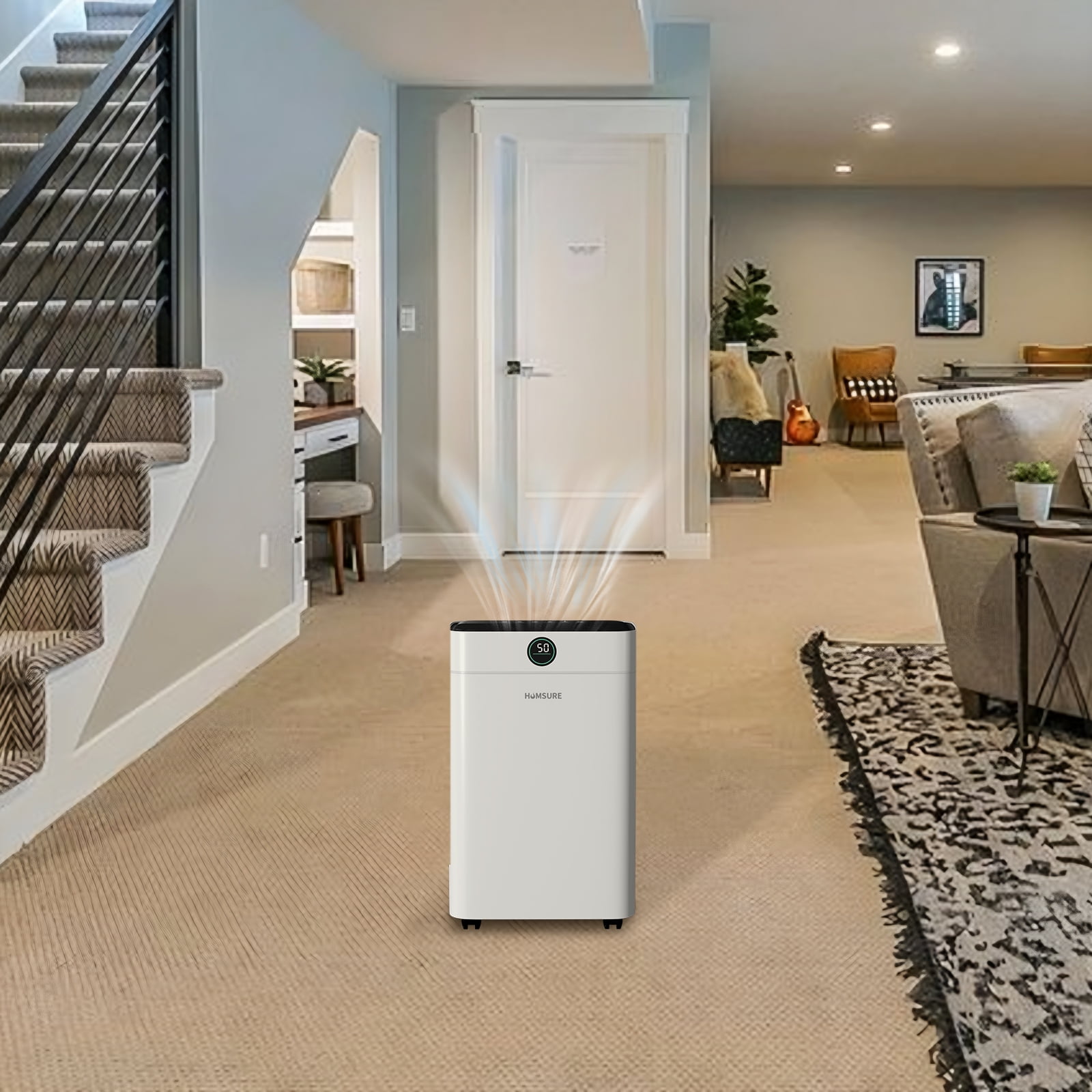 HUMSURE 12-Pint Dehumidifier for Basements with Drain Hose