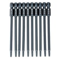 thumbnail image 4 of Juego de 10 puntas de destornillador de seguridad magnéticas T10 con vástago hexagonal de 100 mm y 1/4", 4 of 12