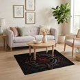 thumbnail image 3 of ODIKA 4'x6' Washable Area Rug Black Red Fiery and Gothic Design Intricate Spiked Circle on for Home Office, Under Desk, Non-Slip Chair-Friendly, Flatwoven, 3 of 7