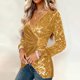 thumbnail image 3 of Uootdi Plus Size Sequin Tops for Women Sparkly Glitter Bow Crewneck Long Sleeve Shirts Evening Party Night Top Going Out Pullover Gift, 3 of 6