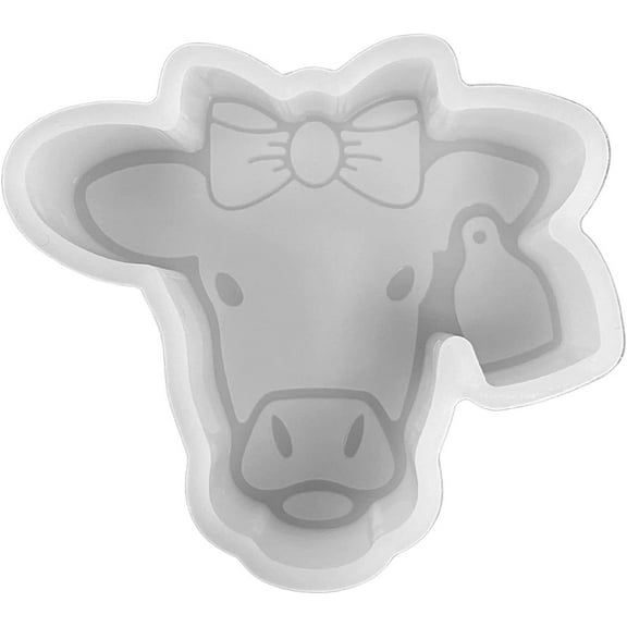 Cow with Ear Tag Silicone Mold  Size 3.15" Wide x 2.75" Long x 0.8" Deep Vent Clip Size  Cow with Ear Tag Design for Freshie, Soap, Resin, Candles