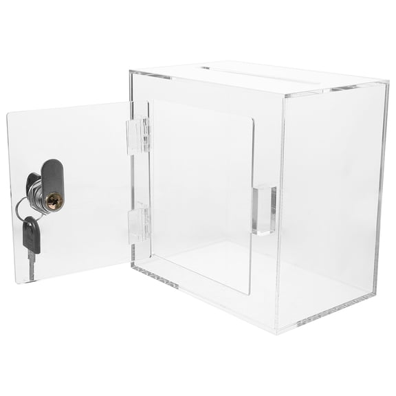 Supvox Transparent Acrylic Donation Box with Lock for Practical Use