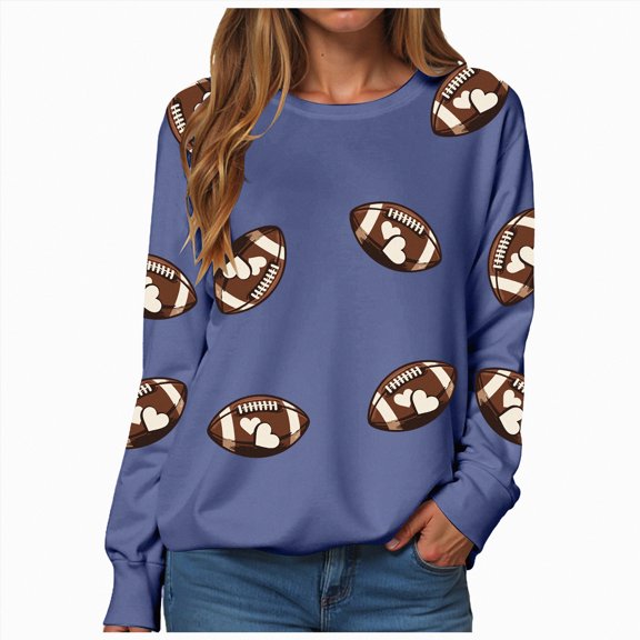 Godom Womens Sweatshirts Crewneck Rugby Printed Long Sleeve Tops Oversized Pullover Sweatshirt for Women