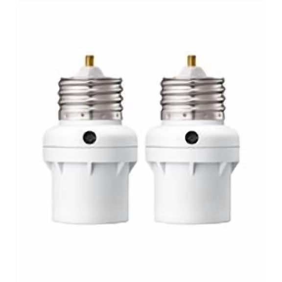 DEWENWILS Light Sensor Socket, for  Christmas Dawn Light Socket Adapter, 360° Sensor Rotation, E26/E27 Light Bulb Sockets for Porch Light, Wall Light, 2 Pack