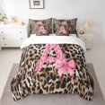 thumbnail image 2 of Homewish Cheetah Print Letter Twin Bedding Sets 7-Piece, Pink Bowknot Monogrammed A Bedding Comforter Set, Modern Fashion Style Reversible Sheet Sets, Super Cozy Room Decor, 2 of 7