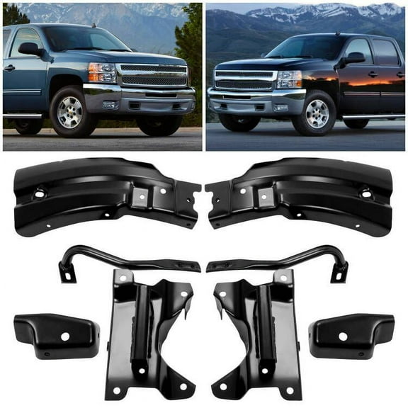 KOJEM Front Bumper Mounting Support Brace Bracket Kit Bumper End Driver and Passenger Side 8pcs for 2007-2013 Chevrolet Silverado 1500 Replaces GM1042107 GM1043107 GM1066180 GM1004148 GM1005148