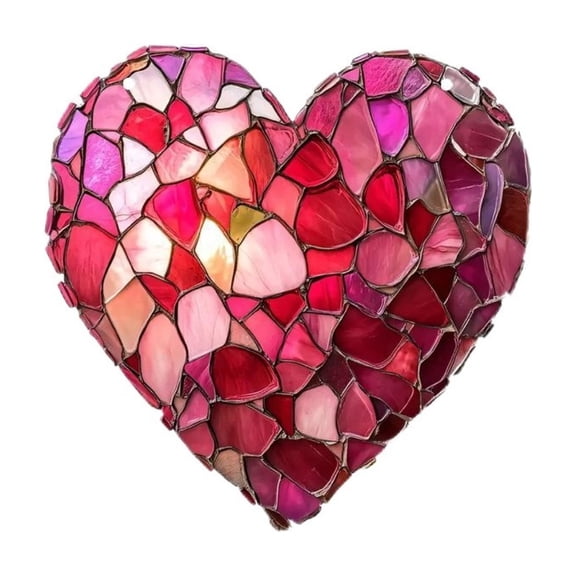 Rirozkan Valentine's Day Heart Ornament, Colorful 2D Acrylic Hanging Decor 8x8 Inches, Pink Love Party Supplies, for Garden or Wall Decor