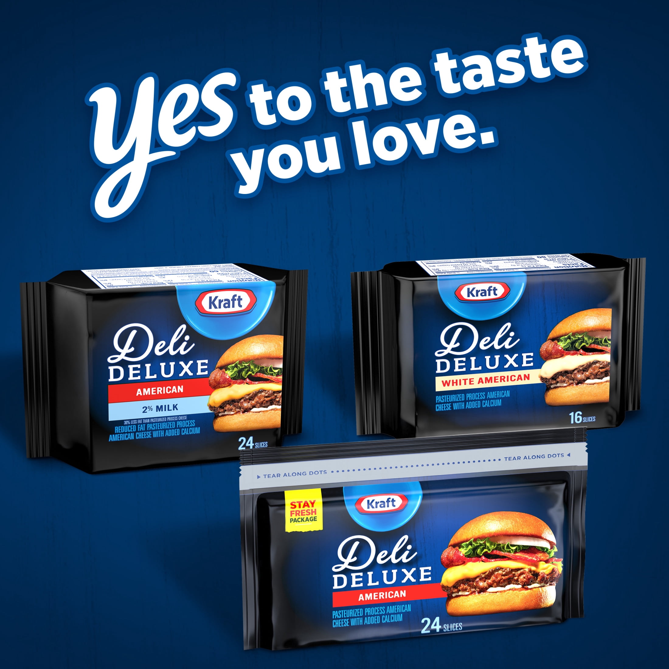 Kraft Deli Deluxe American Cheese Slices, 16 oz Pack, 24 Slices