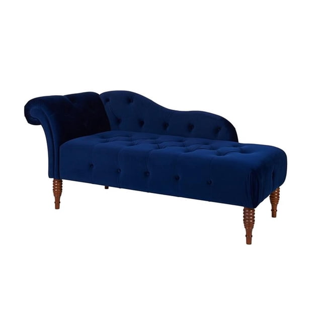 Samuel Chaise Longue à Accoudoirs Roulés Capitonnée Bleu Marine