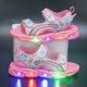 thumbnail image 1 of Zapatos de verano para niños de Disney, sandalias con punta de malla para niñas elsa, zapatos de playa a la moda, sandalias con luz led de fondo suave de princesa congelada, plantilla de 21,8 CM Gao Jinjia LED, 1 of 2