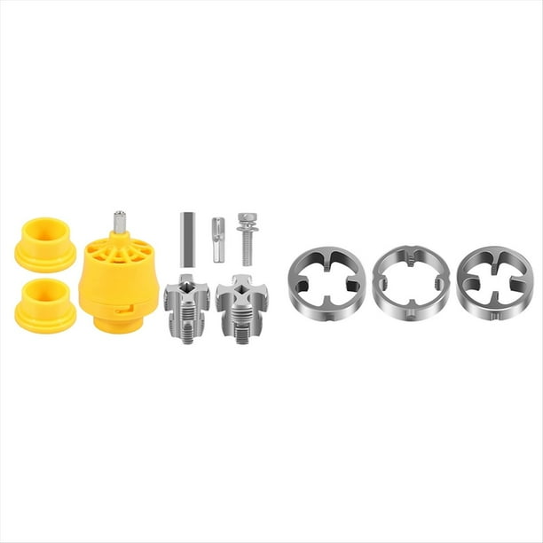 8 Herramientas para Roscar Tubos de PVC, Taladro Eléctrico, Troqueles de Roscar Tubos de Plástico de 1/2, 3/4 y 1 Pulgada, Herramienta de Fontanería.