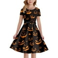 thumbnail image 1 of GDREDA Robe de Fille Style Halloween Robe de Fête Ligne A Manches Courtes pour Événements de Danse Convient aux Âges de 5 à 14 Noir, 9-10 Ans, 1 of 5
