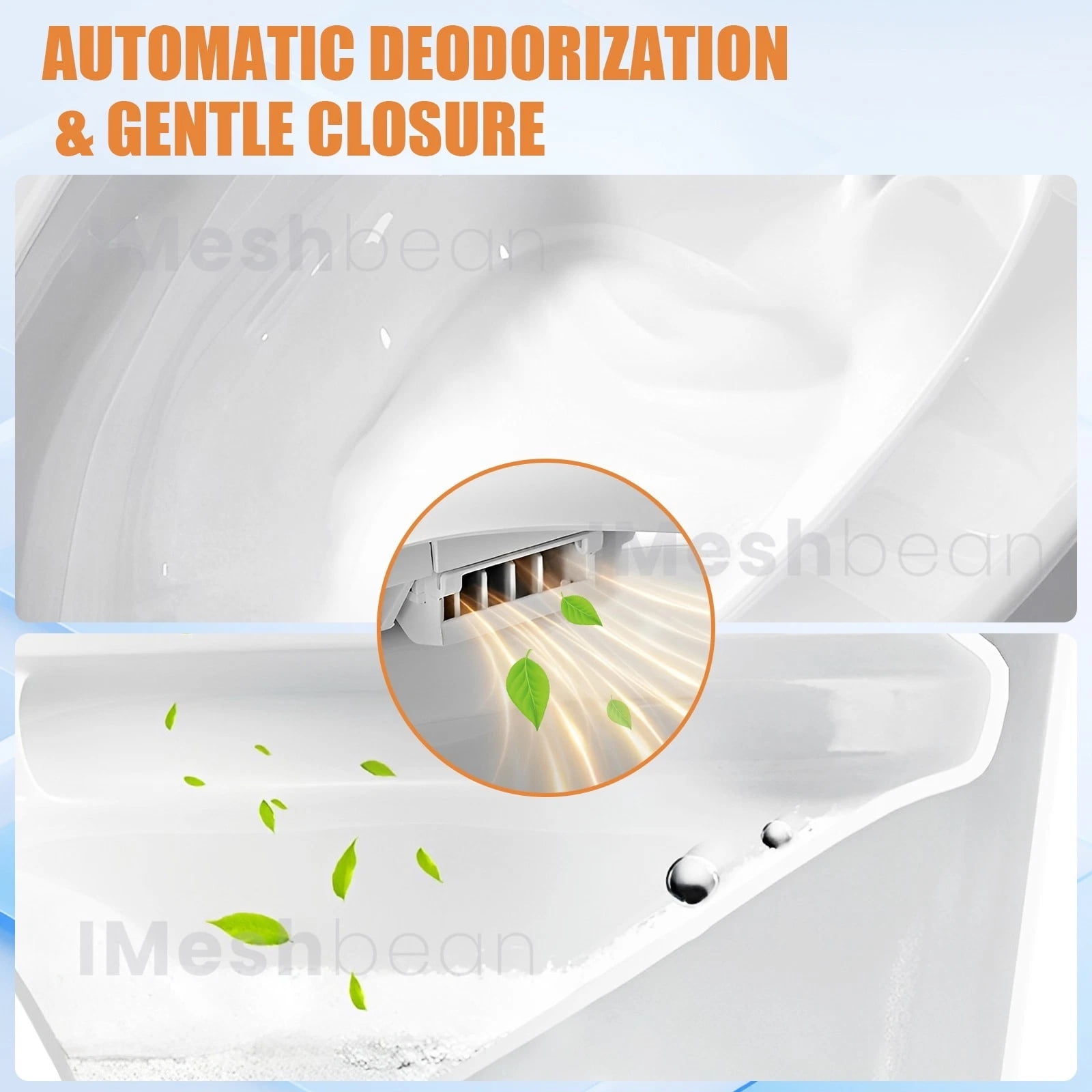 iMeshbean Electric Bidet Toilet Seat, Elongated Smart Heated Bidet, LCD Auto Flush w/ Night Light