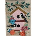 thumbnail image 1 of Evergreen Burlap House Flag - Chickadee Dot Birdhouse, High Quality, Durable Burlap, Decorative Seasonal Flag, Size - 28" x 44", 1 of 1