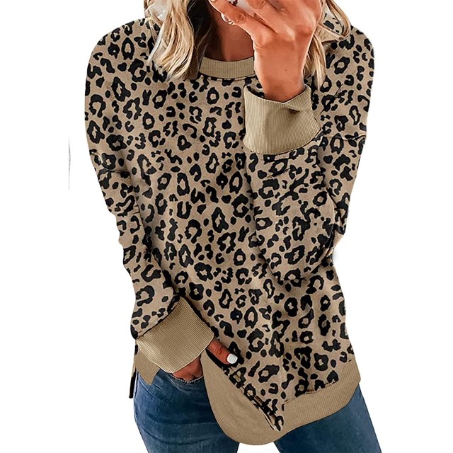Sweat-shirt Décontracté à Col Rond à Manches Longues Imprimé à Rayures et Mollet
