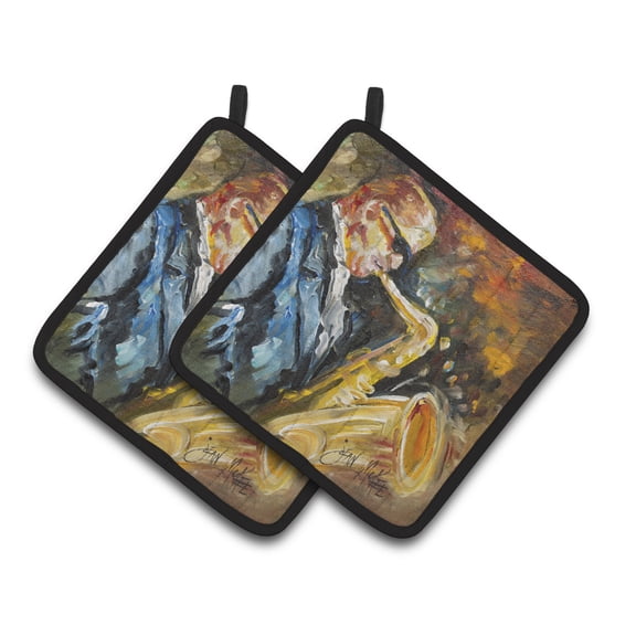 Jazz Sazophone Pair of Pot Holders
