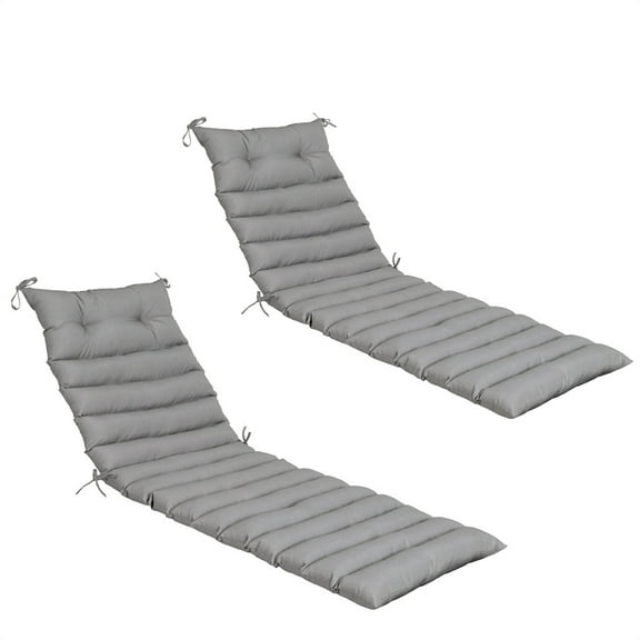 Outdoor Lounge Chair Cushion Set of 2, Fade Resistant Sun Lounger Replacement Cushions, Chaise Lounge Cushions for Patio, Pool, Deck, Law, Grey