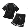 thumbnail image 6 of VBVC Men's 2 Piece Drawstring Basketball Tracksuit,Raglan Sleeve T-Shirt and Striped Hem Shorts Set For Men,Black,M-4XL, 6 of 6
