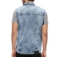 thumbnail image 2 of Men's Classic Light Blue Indigo Distressed Button Up Trucker Denim Jean Vest (M), 2 of 3