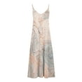 thumbnail image 4 of Besolor Robes d'Été pour Femmes Tendance Imprimée Col en V Bretelles Spaghetti Robe de Plage Décontractée Fluide Maxi, 4 of 5