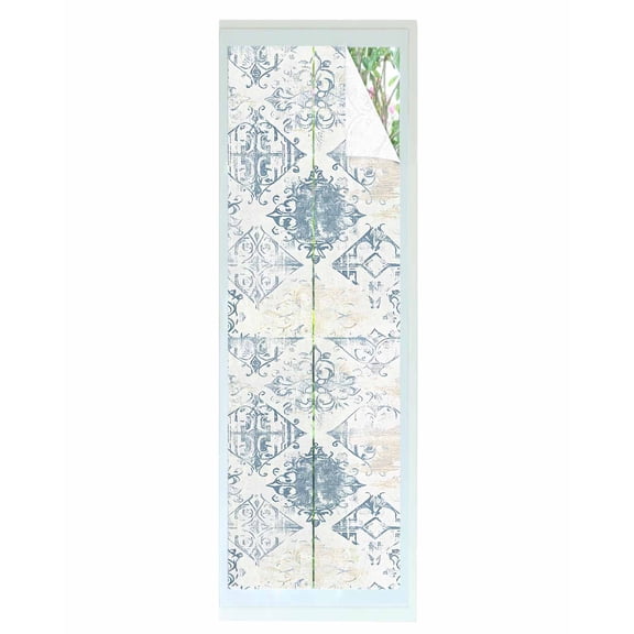 Window Privacy Film Vintage Boho Abstract Stained Glass Window Film Decorative Sun Block Window Cover Floral Modern Artwork Window Clings Static Adhesive Sticker for Bathroom 29.5"x118"