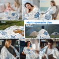 thumbnail image 5 of Blue Beige Coastal Cooling Blanket,Lightweight Breathable Summer Throw Blanket with Double Sided Cold Effect,Summer Beach Starfish Coral Nautical Picnic Blankets Bed Sheet for Hot Sleepers 30"x40", 5 of 8