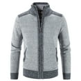 thumbnail image 2 of Lu's Chic Men's Zip Up Cardigan Sweater Full Zipper Long Sleeve Knit Slim Fit Knitwear Tops Pockets Grey 44, 2 of 5