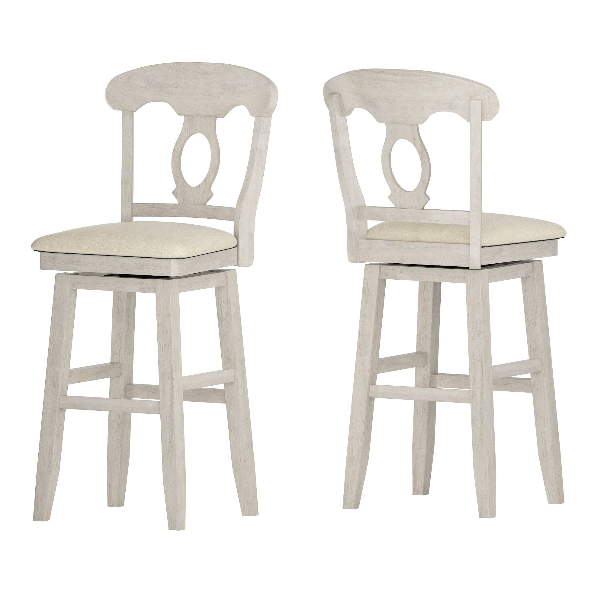 Weston Home Sheena Napoleon BackWood Swivel Bar Stool, Antique White