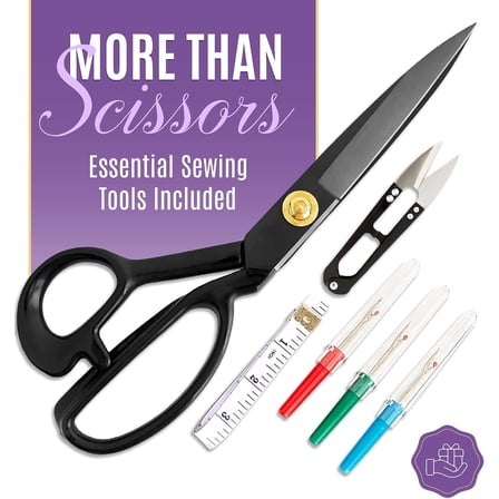 Professional 9 Inch Sewing Scissors for Fabric Cutting - Ultra Sharp, Heavy Duty Fabric Shears for Smooth, Precise Cuts on All Fabrics and Leather, for Tailors, Dressmakers, Crafters, and Artists