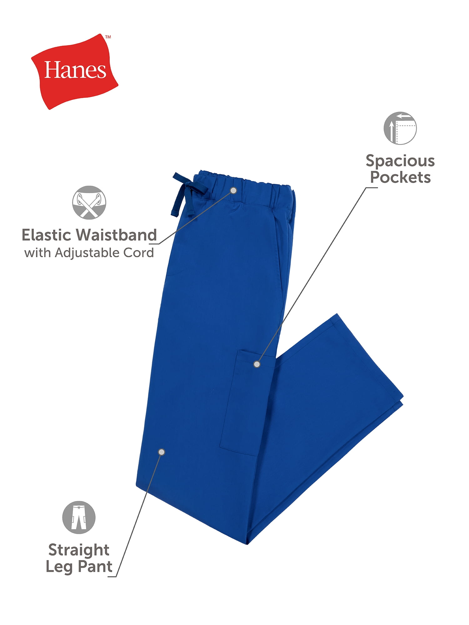 Hanes Mens Hanes Men's Scrubs Drawstring Scrub Pants, Straight Leg, Comfort Fit, Sizes S-3XL
