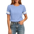 thumbnail image 5 of TGSLY Women's Eyelet Lace Trim Linen Tops Lightweight Crew Neck Solid Color Cotton Blouses Relaxed Dressy Casual Short Sleeve T-Shirts XXL, 5 of 7