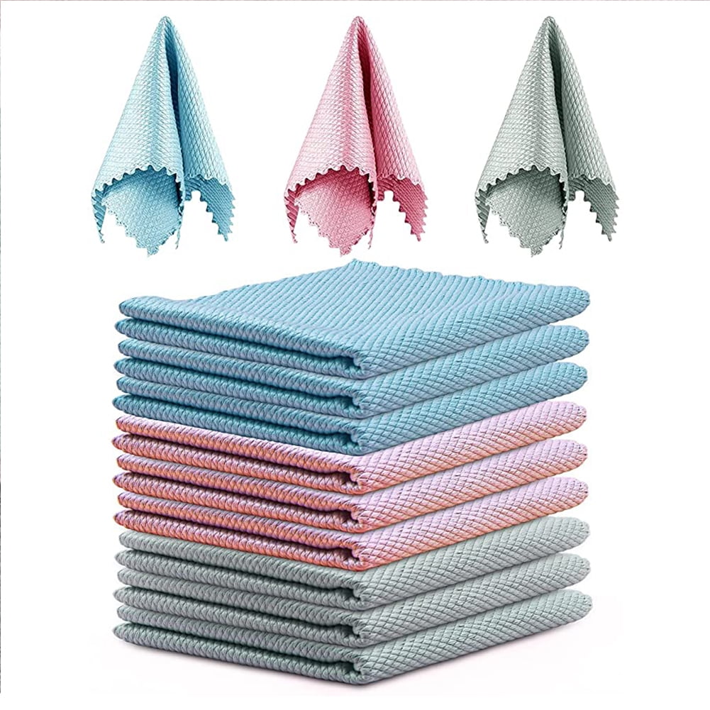 Kepooman 12Pack Microfiber Cleaning Cloths, All-Purpose Softer Highly Absorbent, Lint Free - Streak Free Wash Cloth for House, Kitchen, Car, Window, Gifts, Multicolor