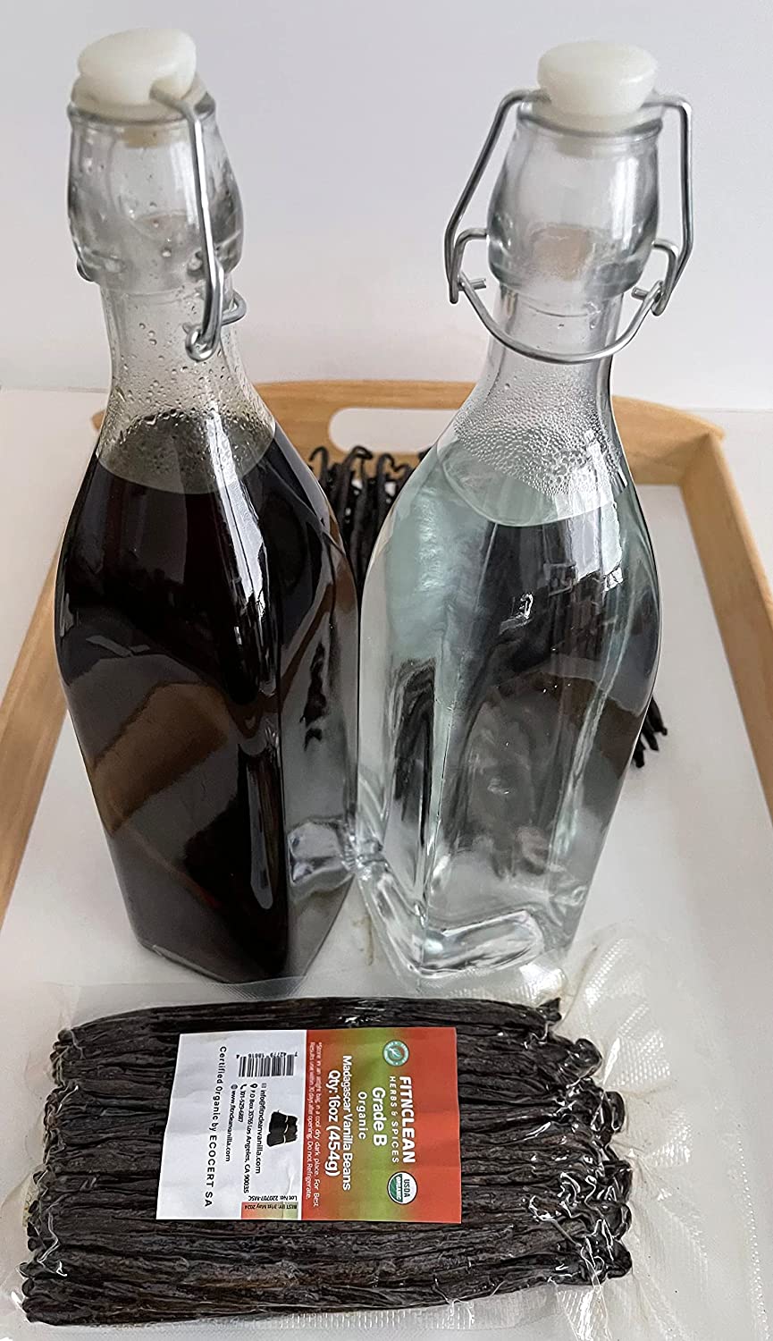 1 Lb Organic Madagascar Vanilla Beans Grade B. Certified USDA Organic. 5"-8" by FITNCLEAN VANILLA. 16 oz Whole NON-GMO Bourbon Pods
