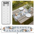 thumbnail image 3 of Orange Blue Fall Thanksgiving Table Runner Linen Burlap Table Runner 72 Inches Long Eucalyptus Leaves Vintage Dresser Scarves for Kitchen Island Coffee Dining Room Party Holiday Decoration 18"x72", 3 of 8