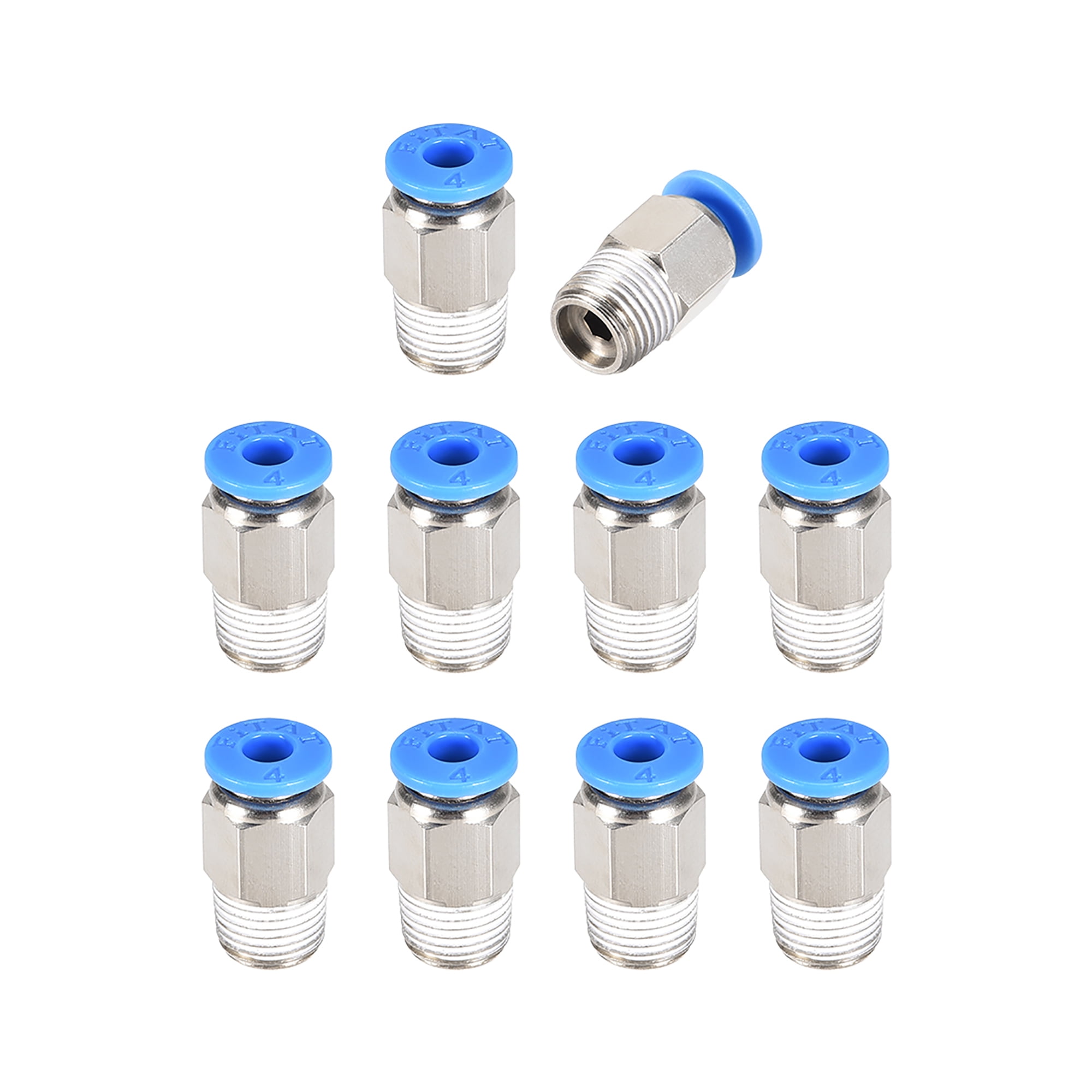 PT1/8 Male Straight Thread 4mm Push to Connector Quick Fittings Silver