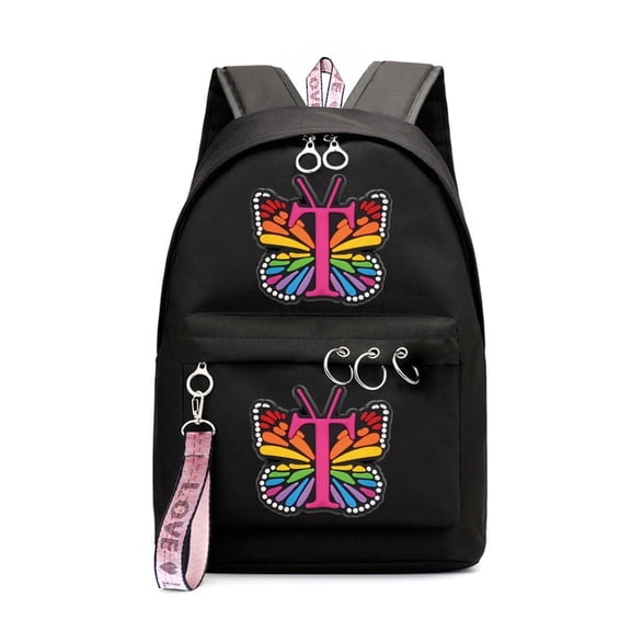 Alikpop Letter T Print Backpack, Cute Feminine Style, Large Capacity Lightweight Daypack