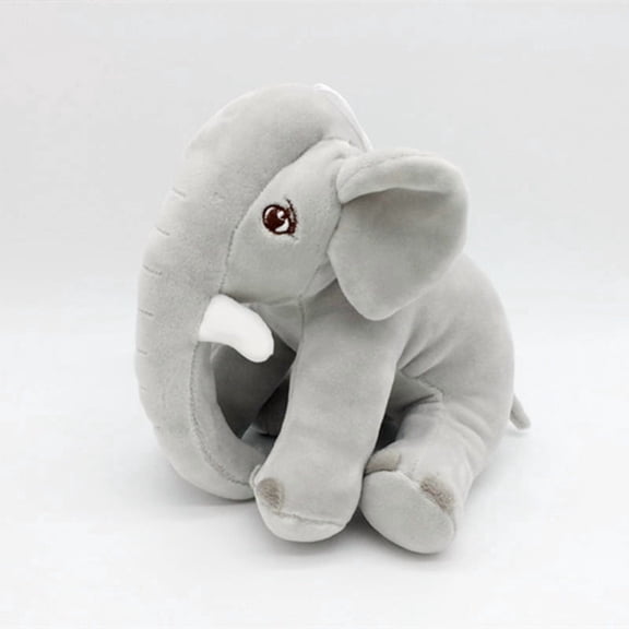 Soft Fluffy Gray Elephant Plush, Cute Sitting Wild Animal Stuffed Toy, Cozy Cuddle Gift & Home Decor for Kids