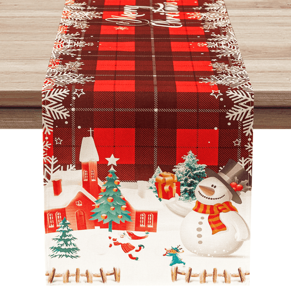 Softalker Christma Table Runner Classic Buffalo Check Table Runner Stylish Design for Family Dinner Christmas Holiday Birthday Party Table Home Decoration