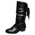 thumbnail image 1 of Bottillons Mi-Mollet Élégants à Bout Rond, Confortables, Semelle Antidérapante, Chaussures pour Femmes, 1 of 2