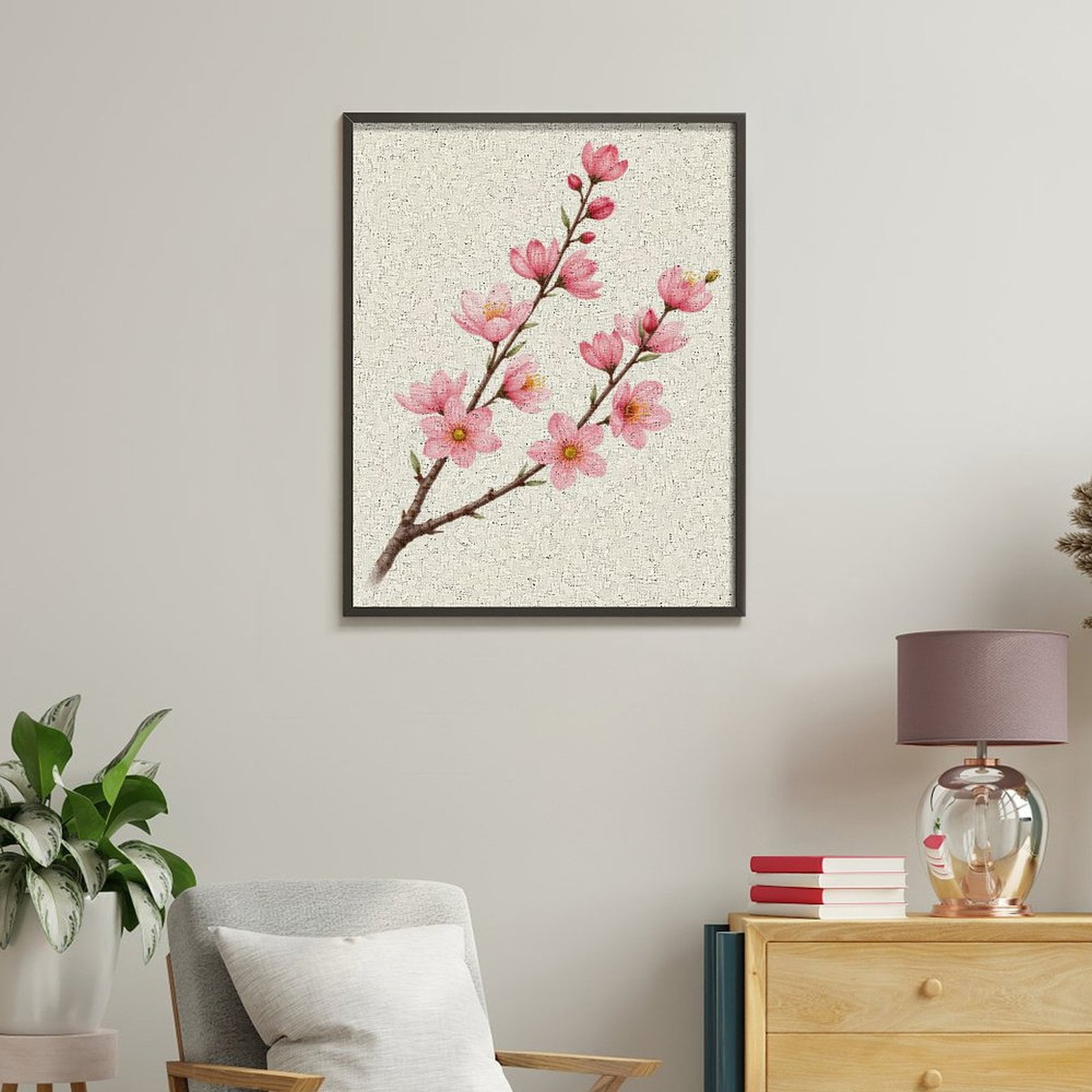Paint By Numbers Kit for Adults Beginner - DIY Pink Blossom Branch Art Print Canvas Painting Kits for Adults, Frameless Paint By Number for Adults for Home Wall Decor 16x20 Inch