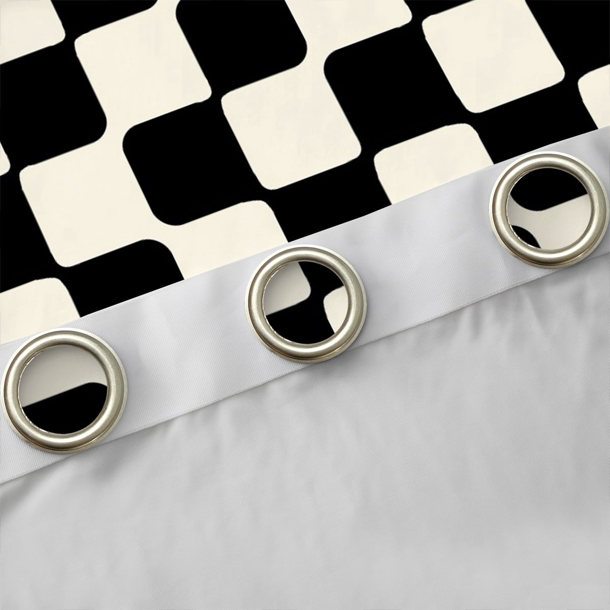 Manfei Geometric Grid Curtains Pack of 2 (38x45),Minimalism Aesthetic Black Out Curtains,Black Beige Lightweight Bedroom Decoration