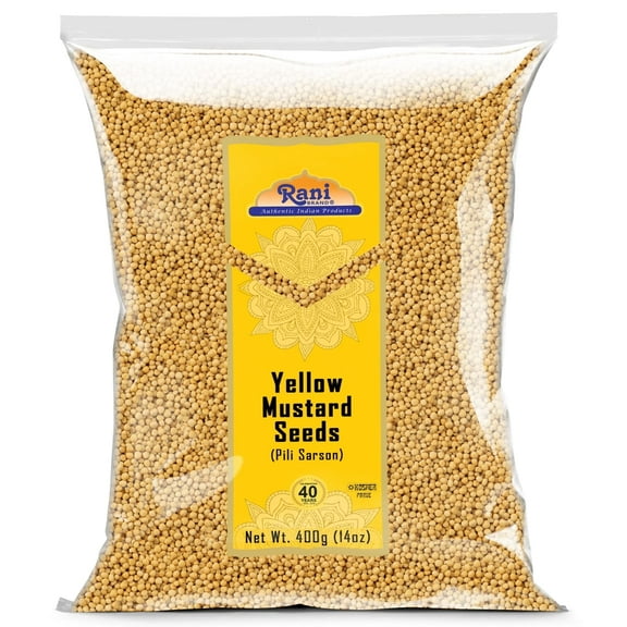 Rani Yellow Mustard Seeds Whole Spice 14oz (400g) ~ Ideal for Pickling, Dressing and Making Ground Mustard for Cooking, All Natural | Vegan | Gluten Friendly | NON-GMO | Kosher | Indian Origin